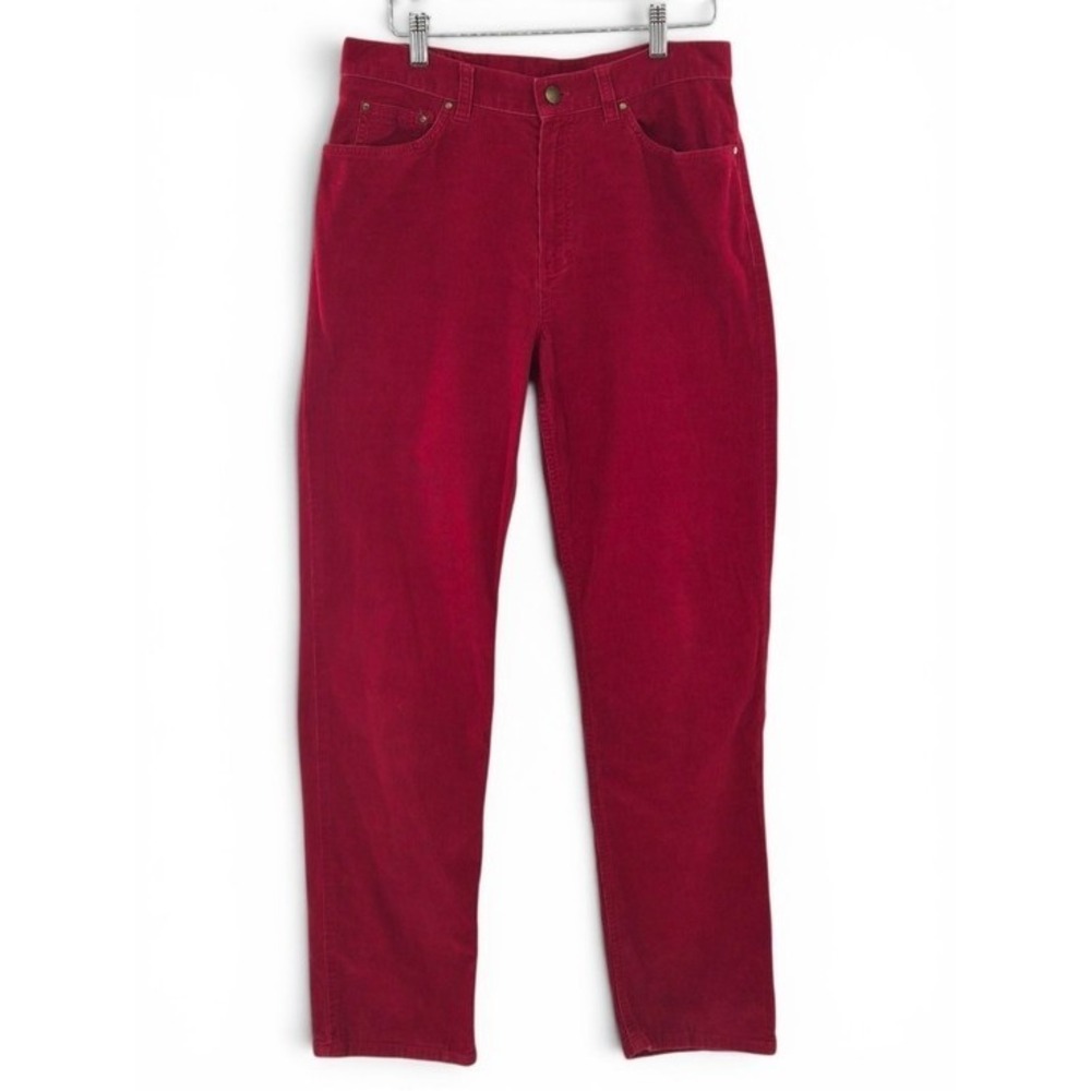 Vintage Ralph Lauren Women's Red Corduroy Pants 8 High Rise‎ Straight Leg Preppy